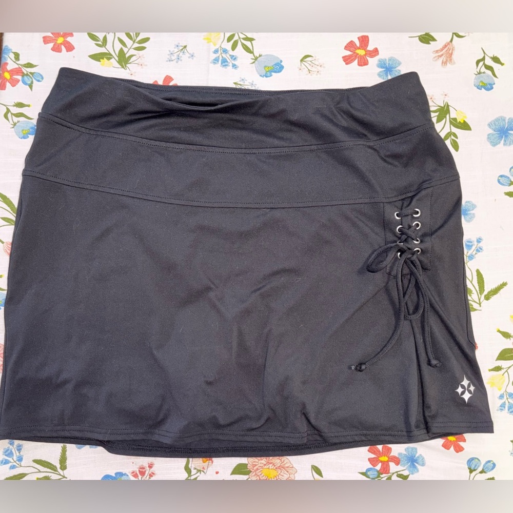 Jofit Black Skort with Lace-Up Detail, Size XL.